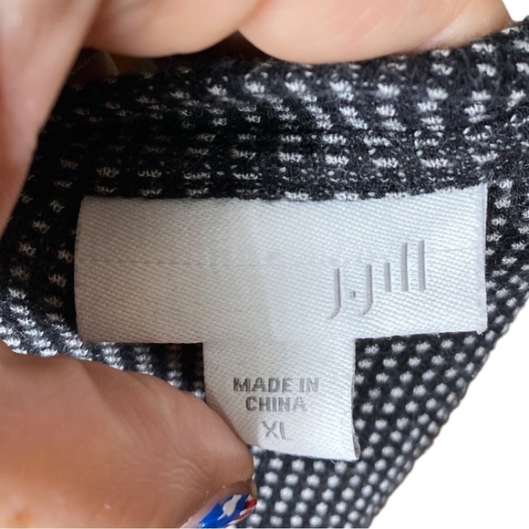 J. Jill Black White Small Polka Dot Thermal Waffle Knit Round Neck Top XL - Picture 5 of 8